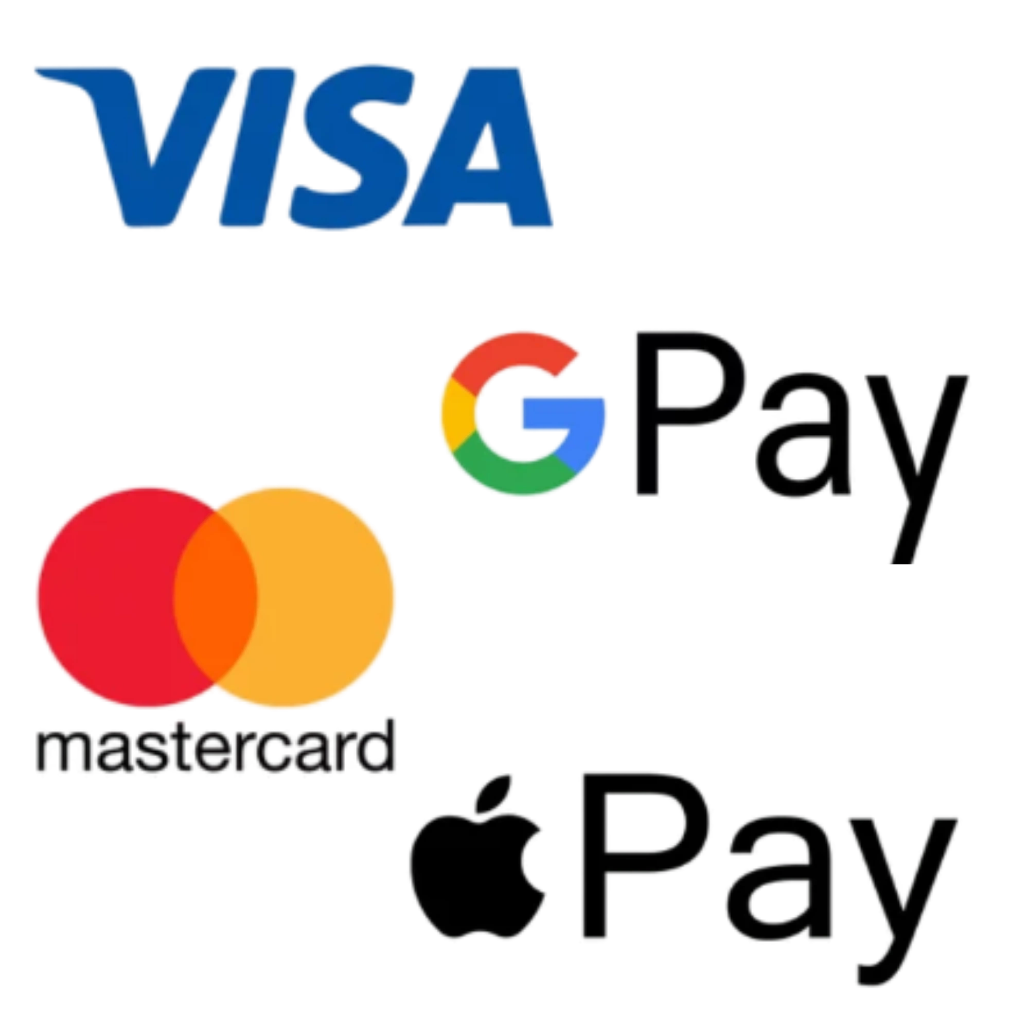 Modes de paiement (Visa, Mastercard, Cartes Bancaires, Apple Pay, Google Pay)